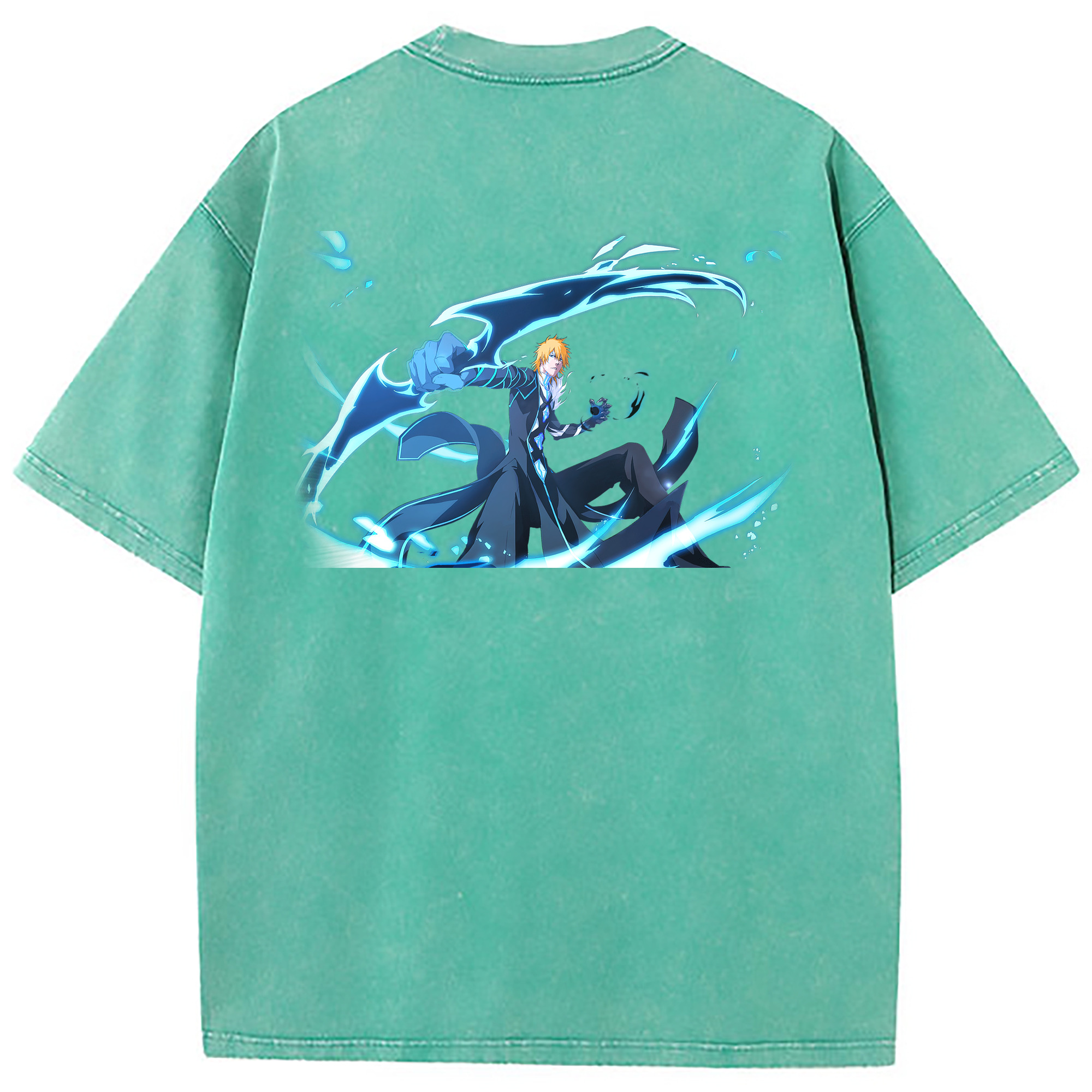 （画像用） ブリーチ 黒崎一護（くろさき いちご）BLEACH Kurosaki Ichigo 綿100% ヴィンテージ風 半袖Tシャツ（背面プリント）